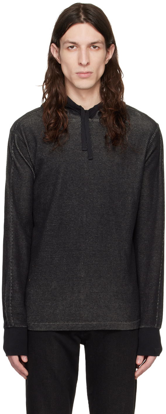 Світшоти rag & bone Collin Textured Knit Hoodie чорний | MBC22HT024JQ24