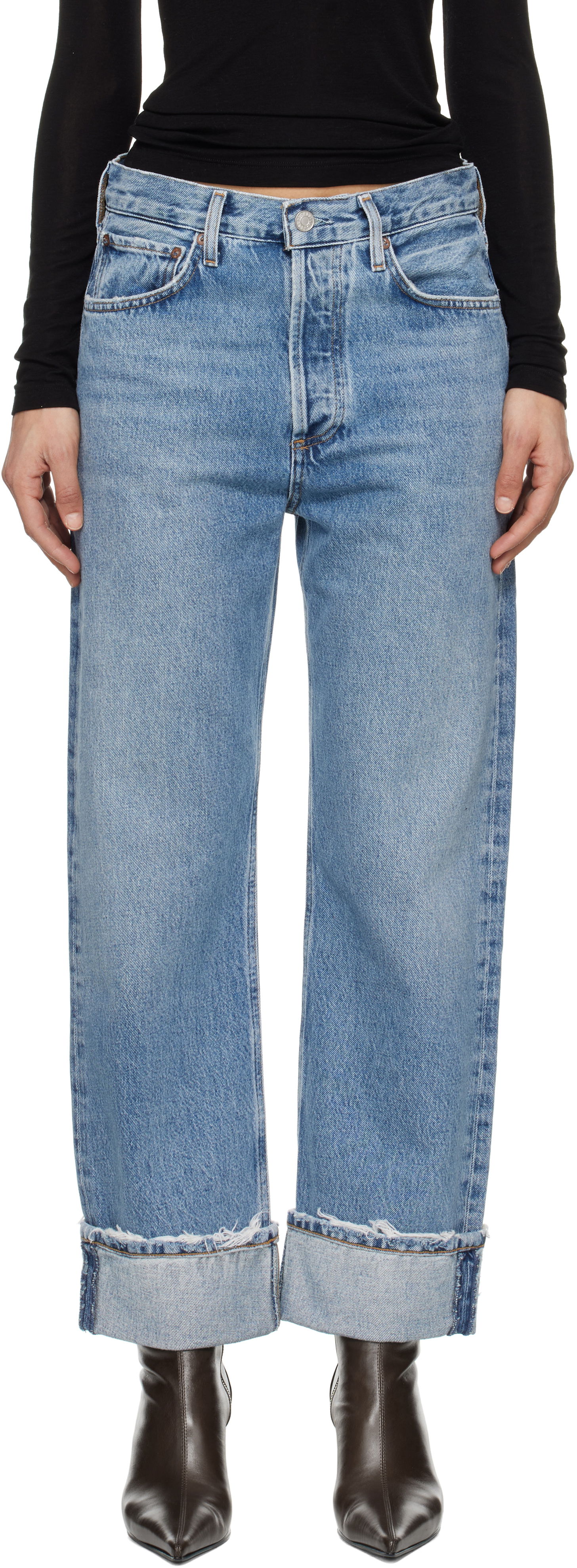 Джинси AGOLDE AGOLDE Fran Low Slung Straight Jeans Синій | A9157-1141, 0