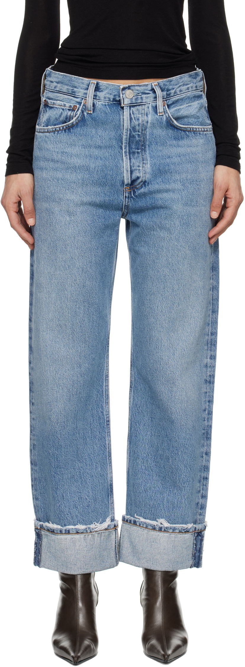 Джинси AGOLDE AGOLDE Fran Low Slung Straight Jeans Синій | A9157-1141