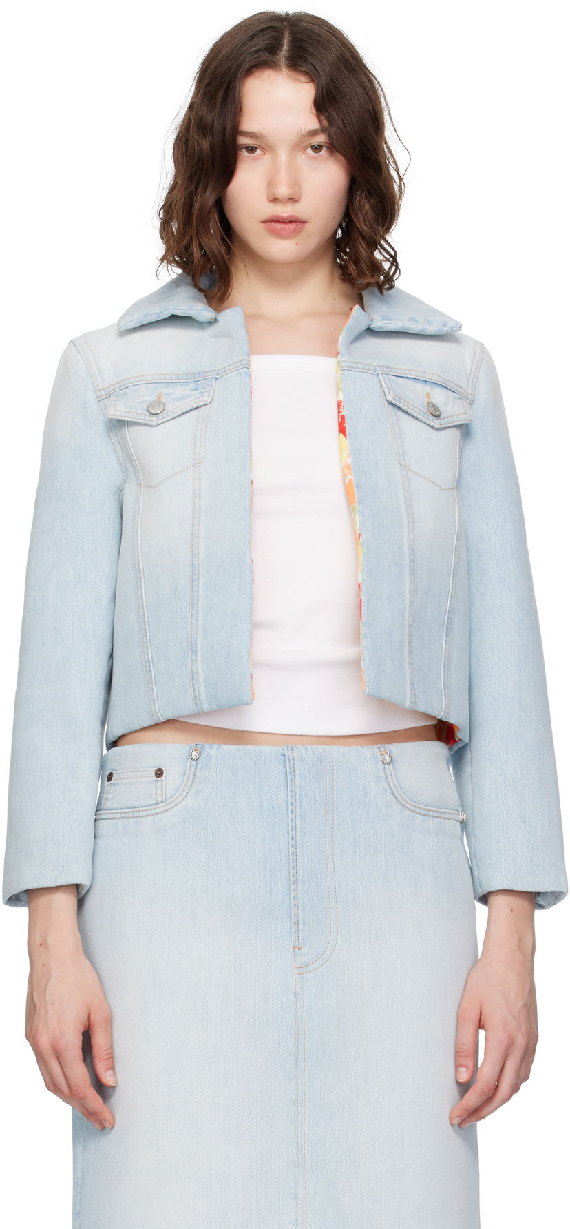 Куртка Acne Studios Acne Studios Padded Cropped Denim Jacket Синій | A90642-