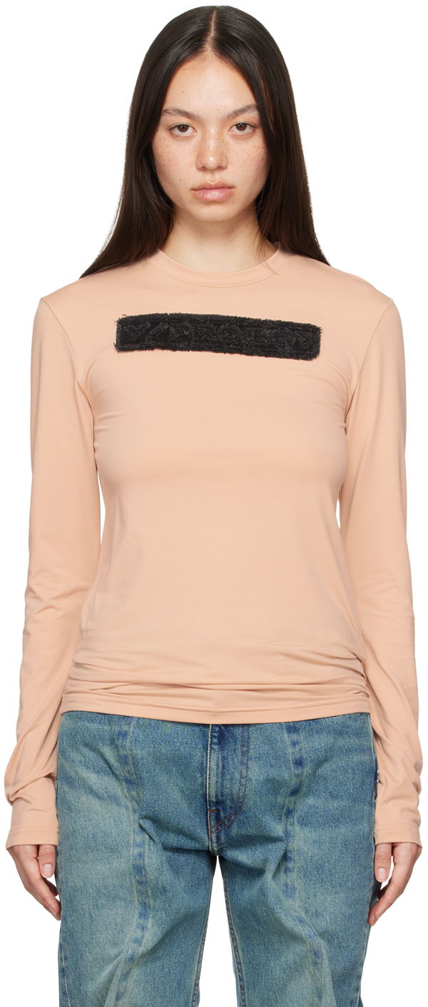 Футболка Y/PROJECT Logo Patch Long Sleeve T-Shirt бежевий | 204TO006