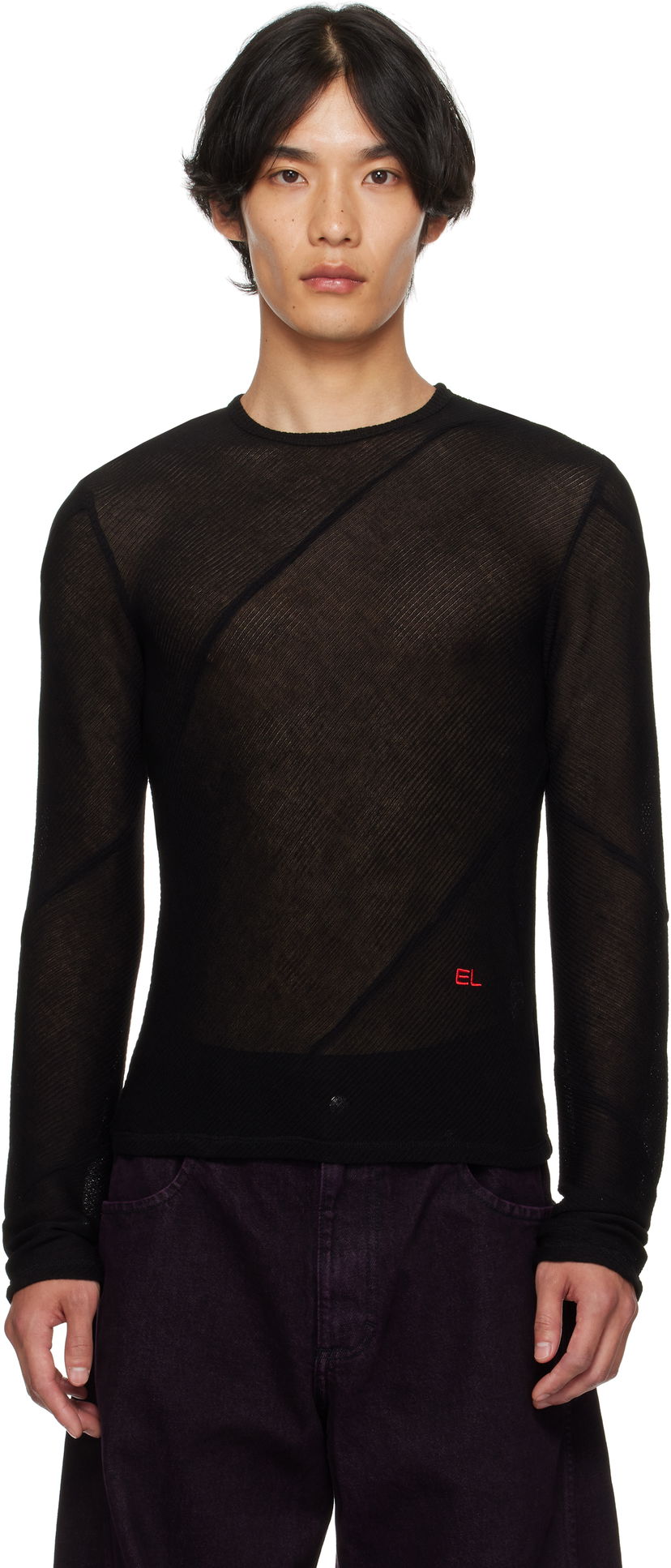 Футболка Eckhaus Latta Eckhaus Latta Spiral Long Sleeve T-Shirt чорний | 1107-EL-PF25-J