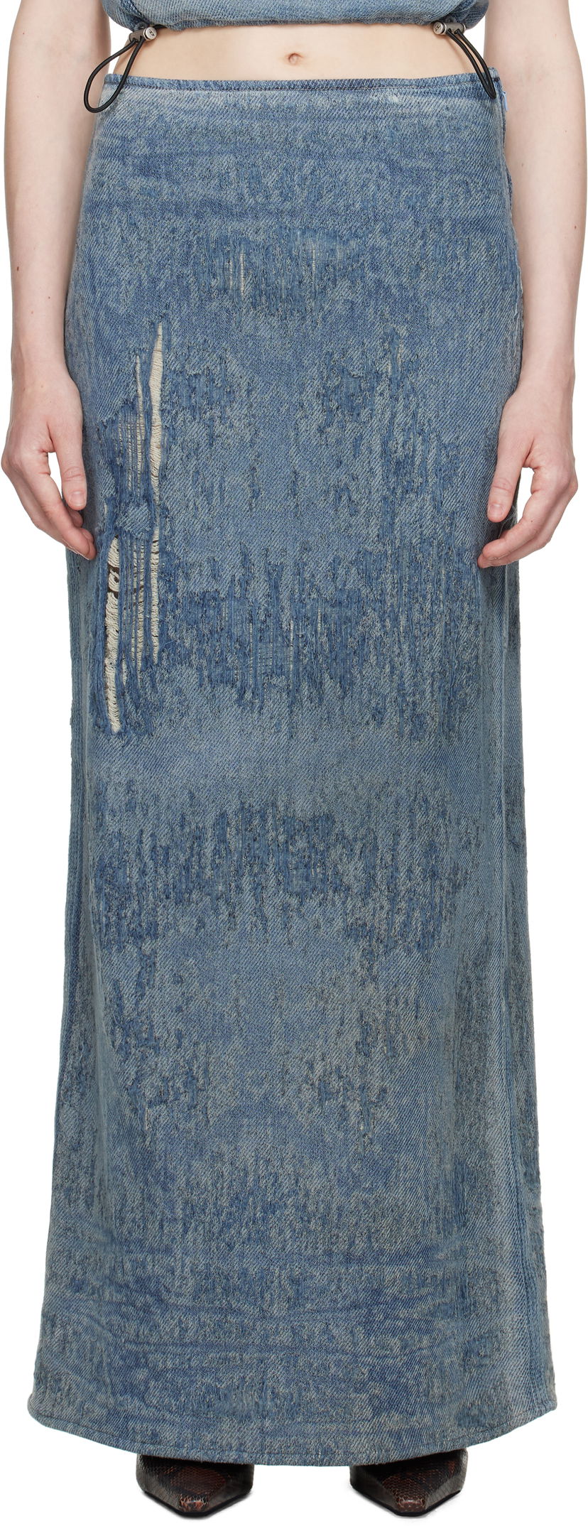 Спідниця Diesel Diesel De-Megan-Fsg Distressed Denim Maxi Skirt Синій | A18934 068RQ