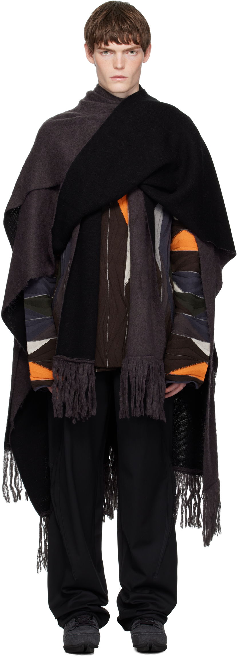 Шарф KIKO KOSTADINOV Kiko Kostadinov Tarr Fringed Throw Scarf чорний | KKAW25KN07-110