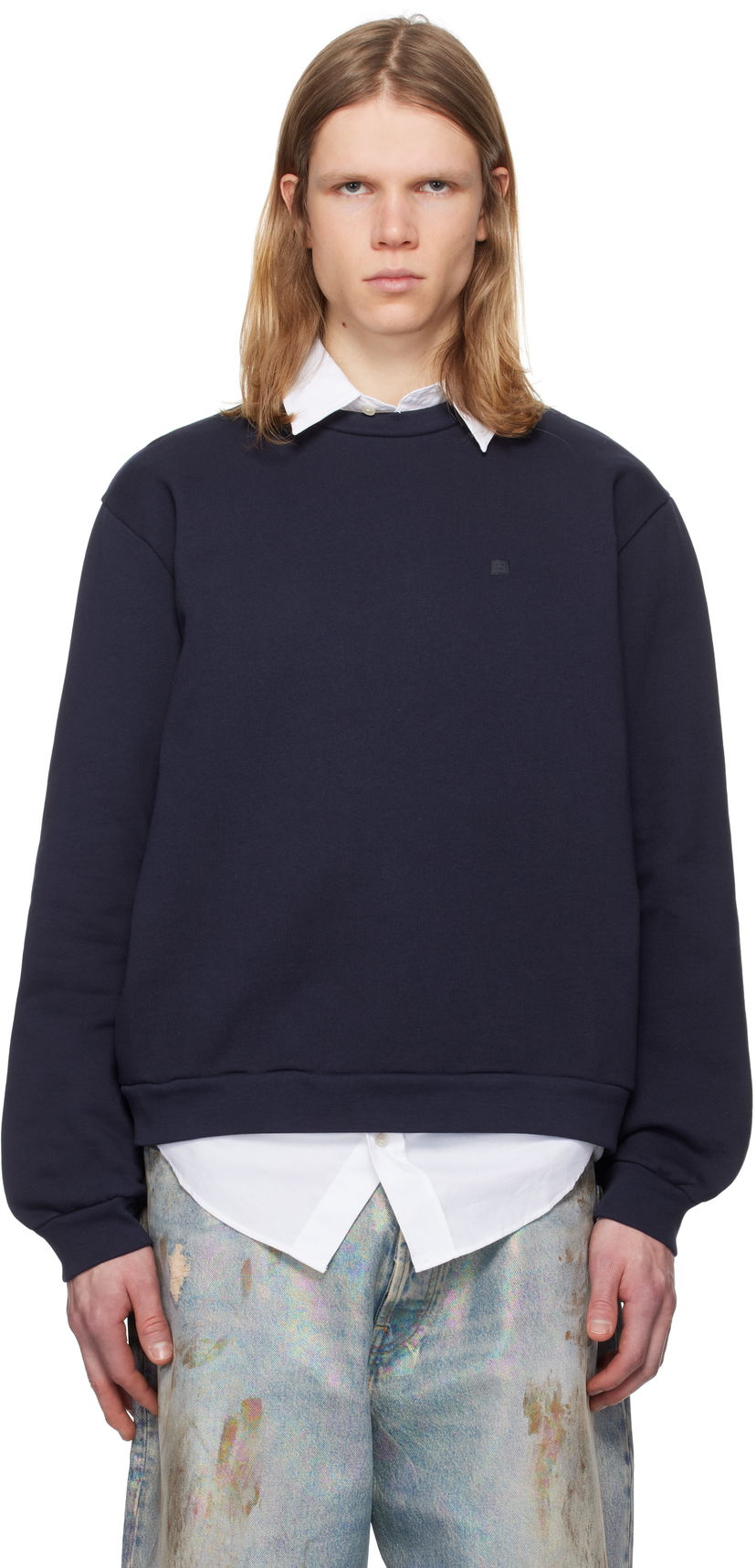Світшоти Acne Studios Acne Studios Crew Neck Fleece Sweatshirt темно-синій | CI0187-