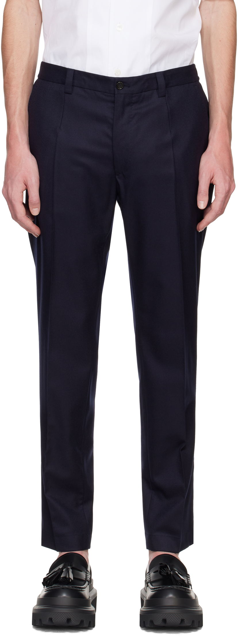 Штани Dolce & Gabbana Tailored Flannel Trousers Синій | GW13ETFU21Q