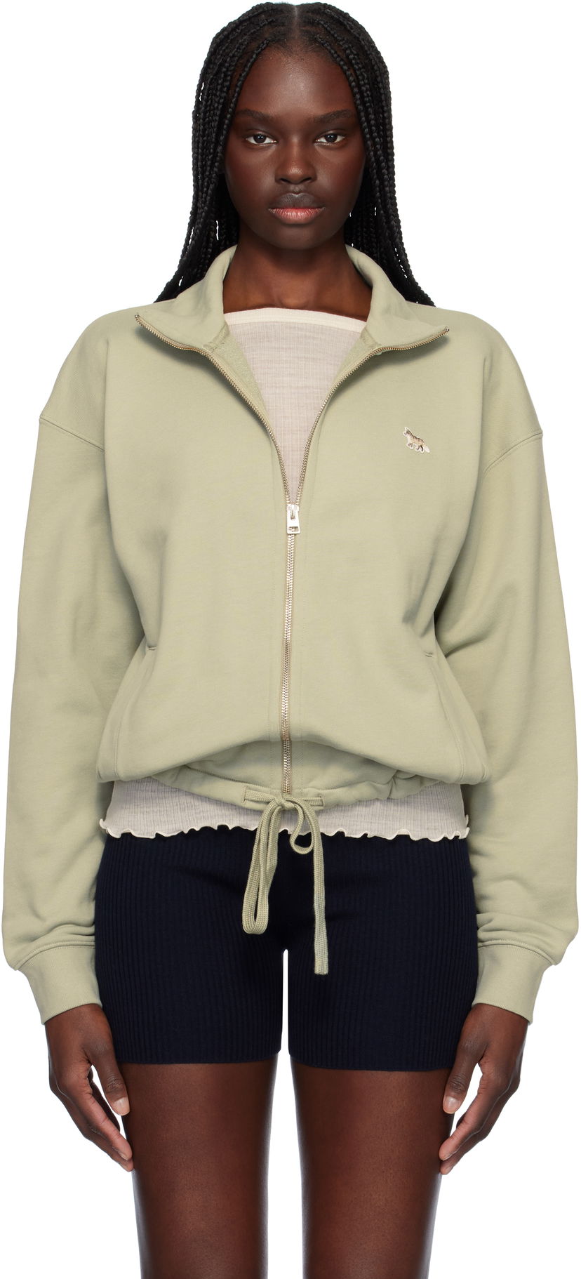 Світшоти MAISON KITSUNÉ Maison Kitsuné Baby Fox Patch Zip-Up Sweatshirt Зелений | OW02132KM0325