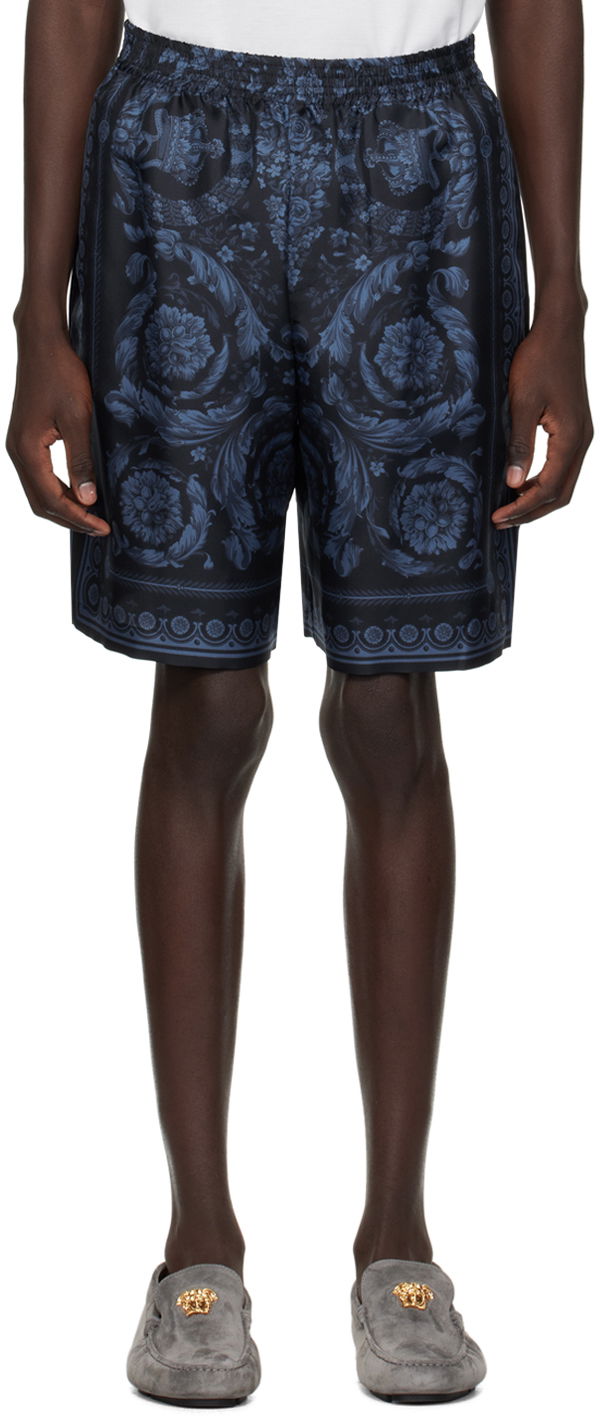 Шорти Versace Barocco Shorts темно-синій | 1002476_1A09783