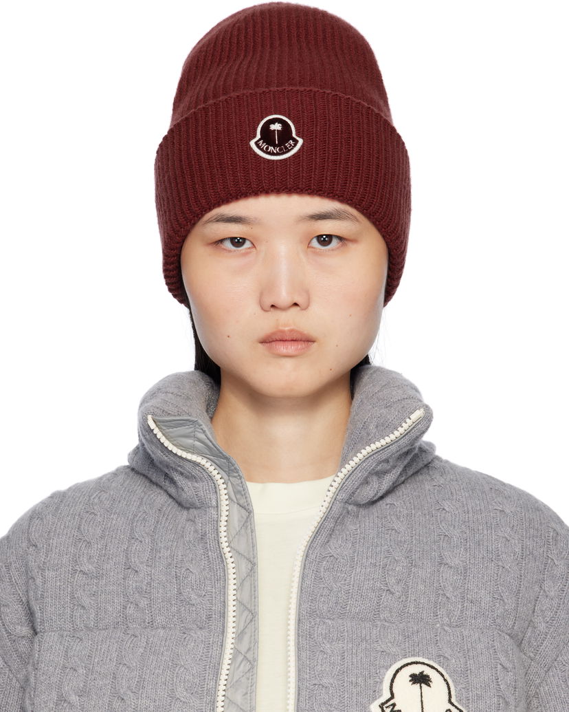 Шапка Moncler Palm Angels x Logo Beanie Бордовий | J209L3B00004M1241