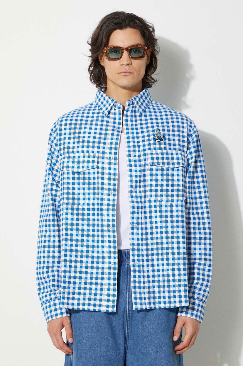 Сорочка BBC IceCream ICECREAM Relaxed Fit Longsleeve Printed Check Shirt Синій | IC24222