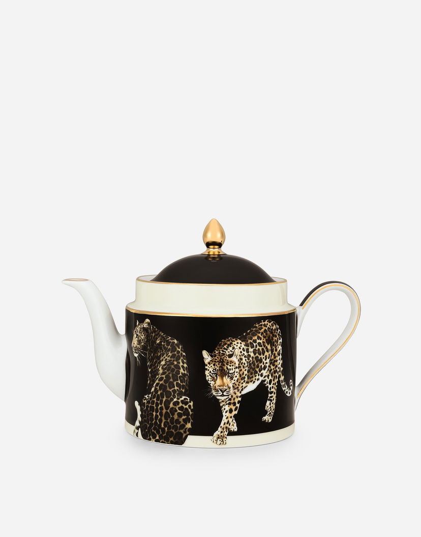 Домашній декор Dolce & Gabbana Porcelain Teapot with Leopard Print чорний | TC0127TCA39UL018