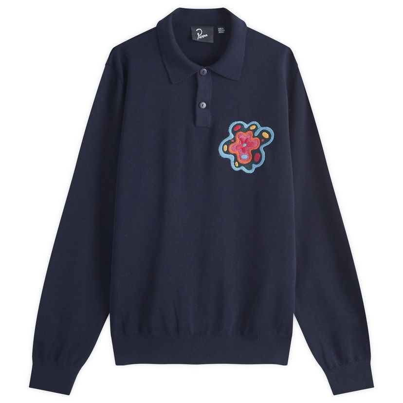 Сорочка поло By Parra Flower Blob Knitted Polo Shirt темно-синій | 52226