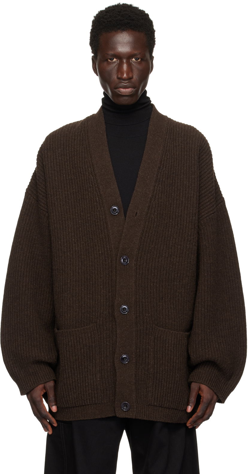 Cветр LEMAIRE Felted Cardi Cardigan Коричневий | CO1077 LK1027