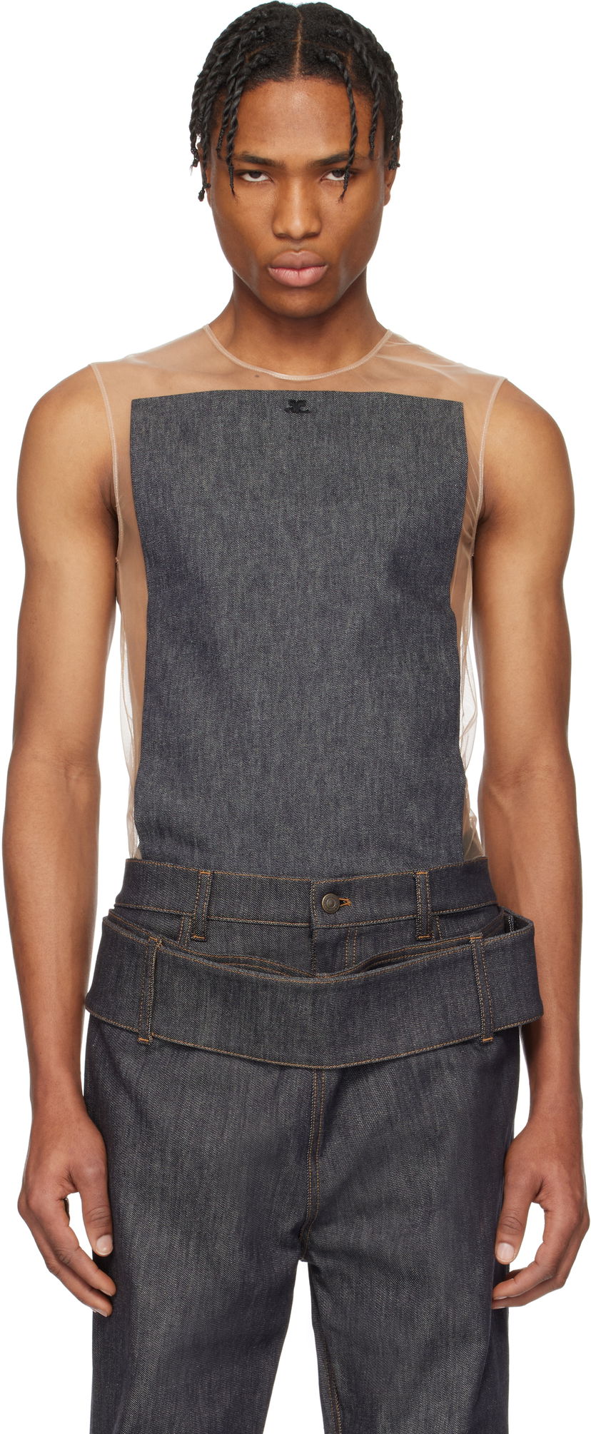 Безрукавка Courrèges Courrèges Illusion Square Denim Tank Top бежевий | 125JDE092DE0035