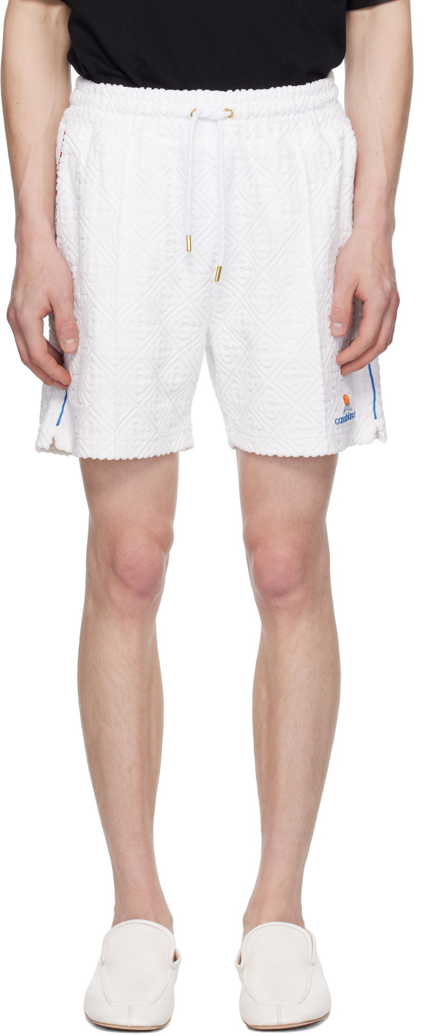 Шорти Casablanca Casablanca Monogram Jacquard Towelling Shorts білий | MPF25-JTR-271-01