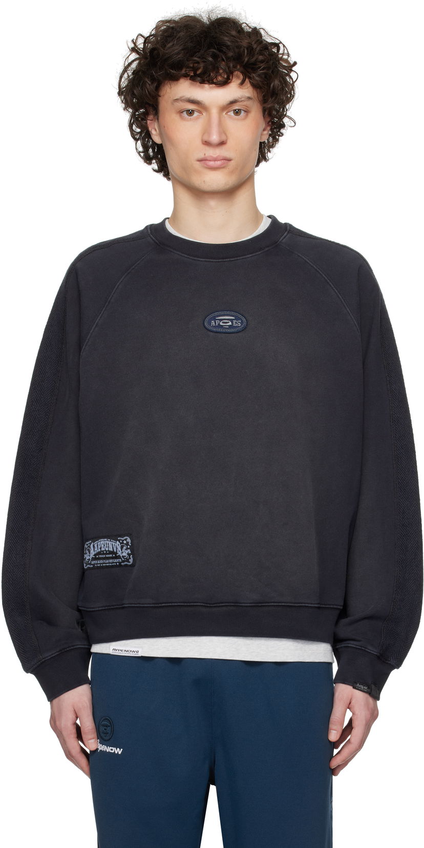 Cветр AAPE by A Bathing Ape AAPE by A Bathing Ape Main Crewneck Sweatshirt чорний | AAPSWMC320XXNBKL