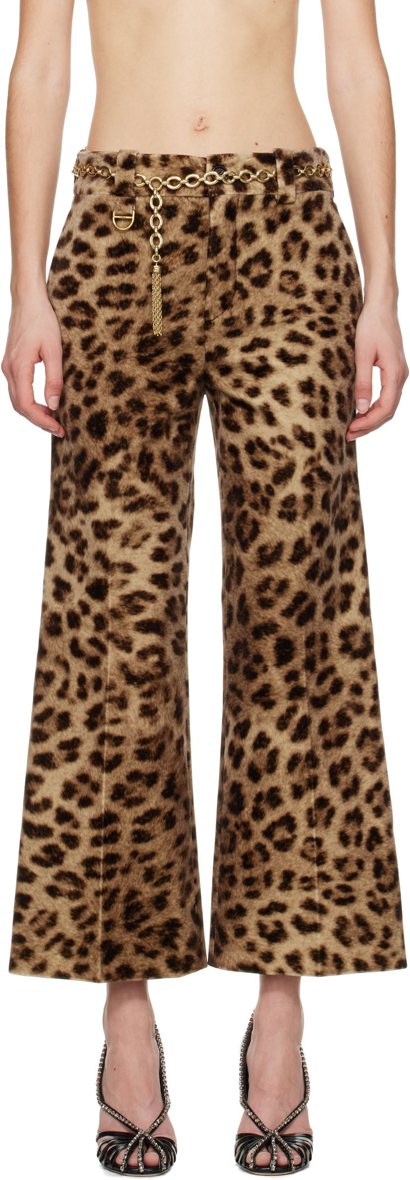 Штани CHLOÉ Chloé Cropped Bootcut Trousers Коричневий | CH25SPA31290