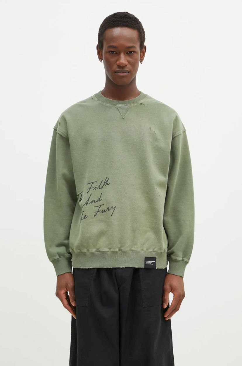 Світшоти Neighborhood NEIGHBORHOOD Crewneck Sweatshirt with Distressing and Graphic Print Зелений | 242OKNH.CSM01