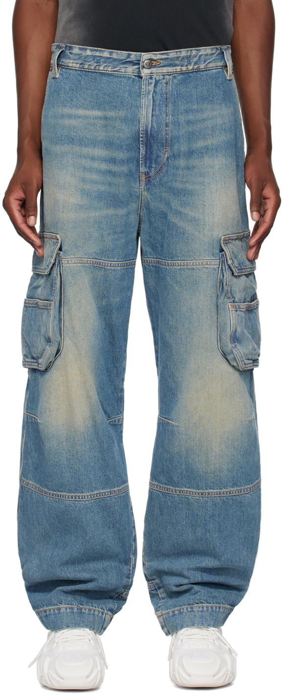 Штани карго Diesel Straight D-Fish Denim Cargo Pants Синій | A12833-09J83-01