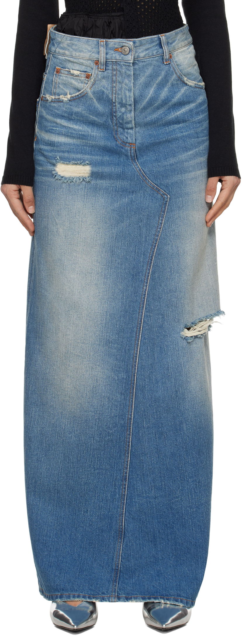 Спідниця Maison Margiela MM6 Maison Margiela Twisted Maxi Denim Skirt Синій | S52MI0016 M30016