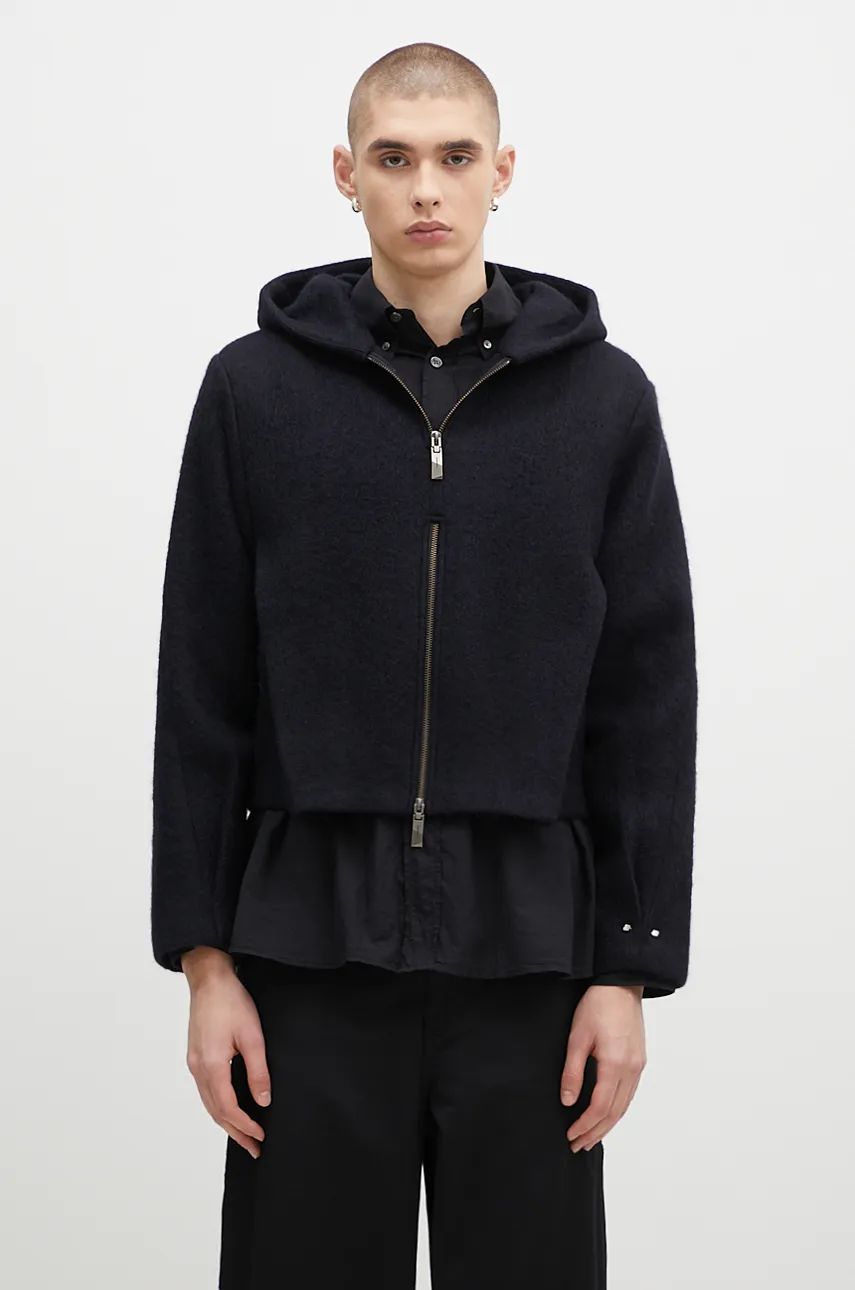 Світшоти ADER ERROR Oversize Wool Blend Cropped Hoodie чорний | BN01FWJK1301BK, 0