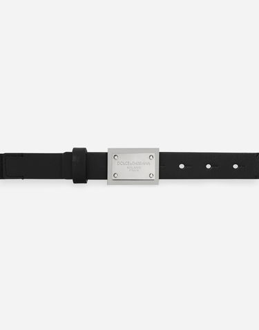 Ремені Dolce & Gabbana Dolce & Gabbana Fabric Belt with Logo Plaque чорний | EC0081AE27180999, 2