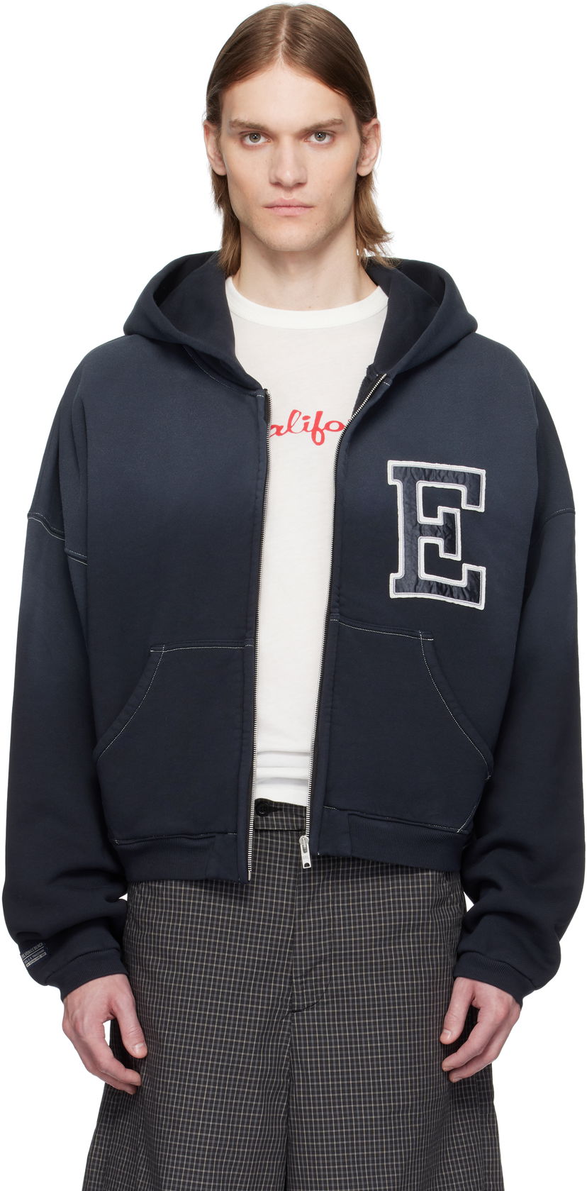 Світшоти ERL ERL Varsity Oversized Zip-Up Hoodie темно-синій | ERL10T033