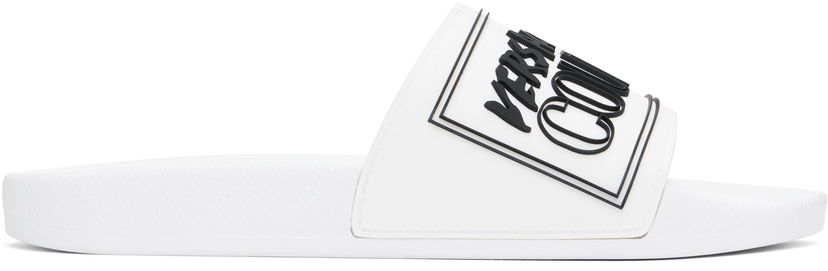 Кросівки та взуття Versace Versace Jeans Couture Logo Shelly Pool Slides білий | E78YA3SQ3_EZSC22