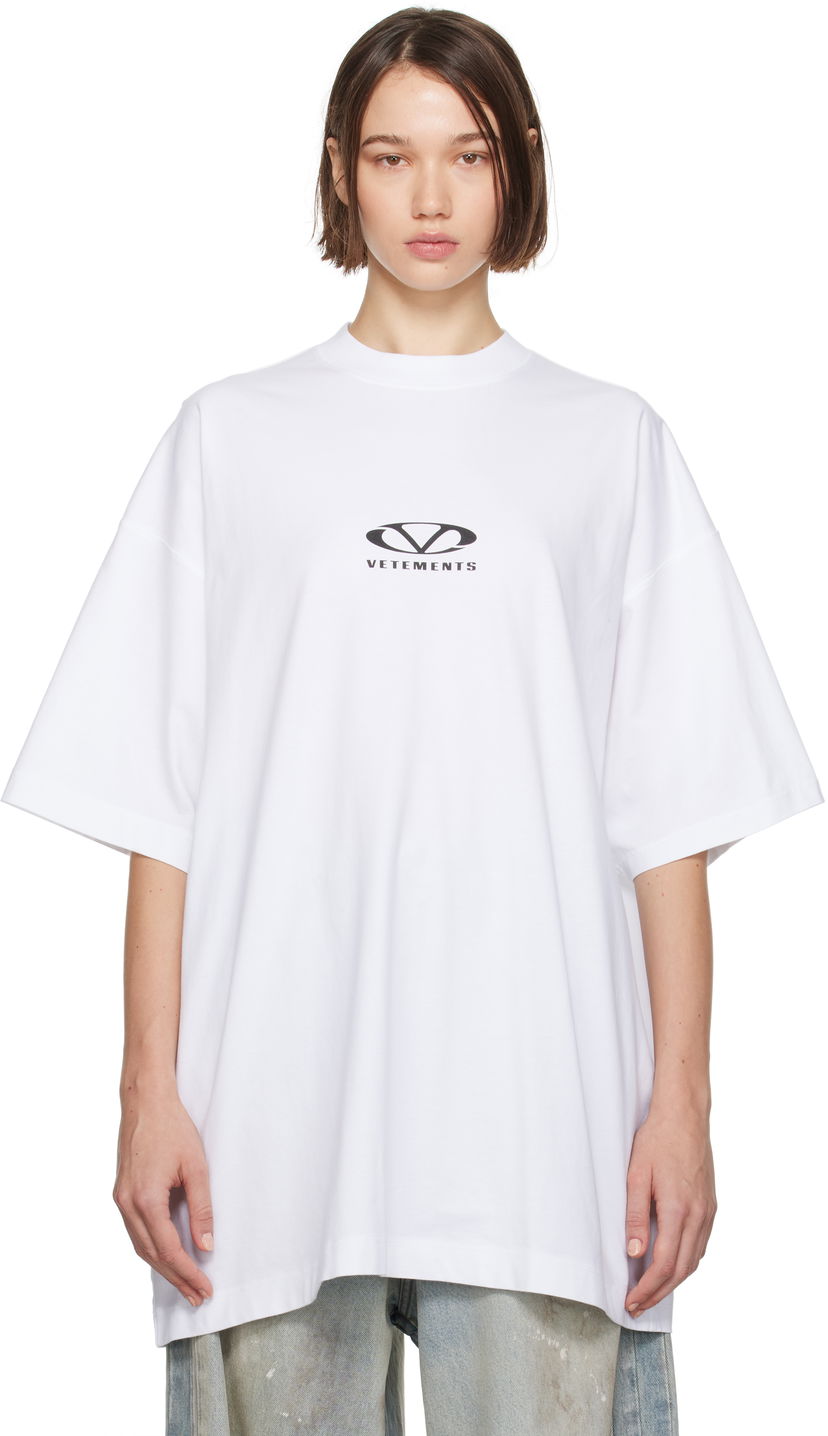 Футболка VETEMENTS Oval Logo Oversized T-Shirt білий | UA66TR605W