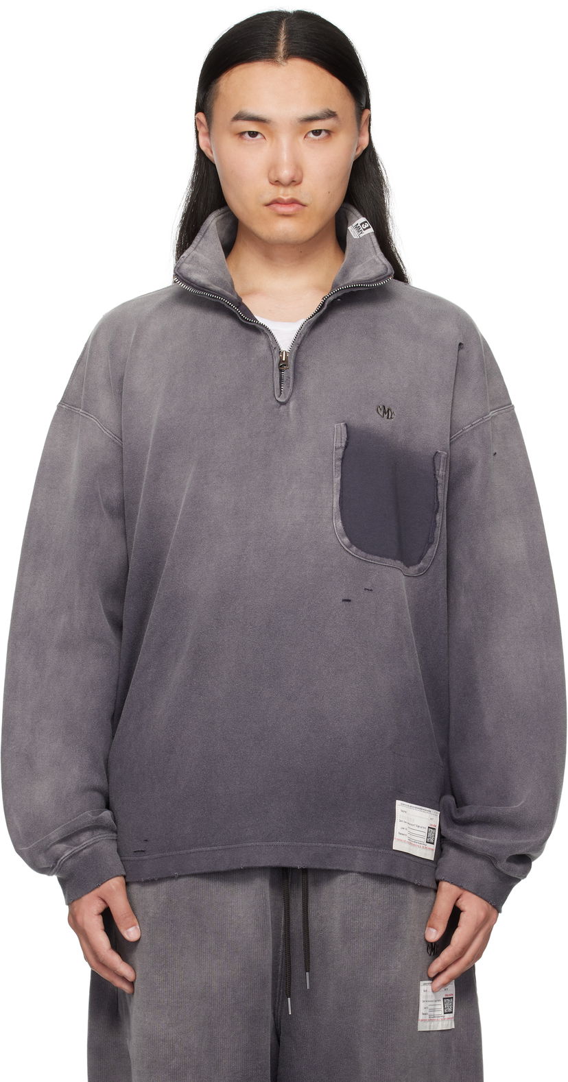 Світшоти Maison MIHARA YASUHIRO Maison MIHARA YASUHIRO Sun Faded Quarter Zip-Up Sweatshirt Сірий | A14PO533