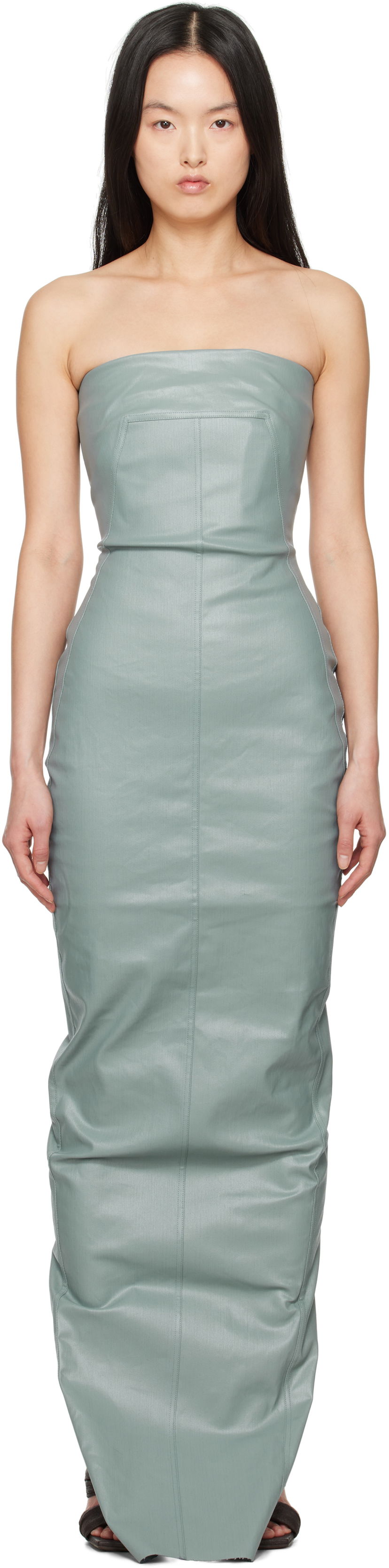 плаття Rick Owens Rick Owens Hollywood Bustier Denim Gown Зелений | RP01E7524 SCT