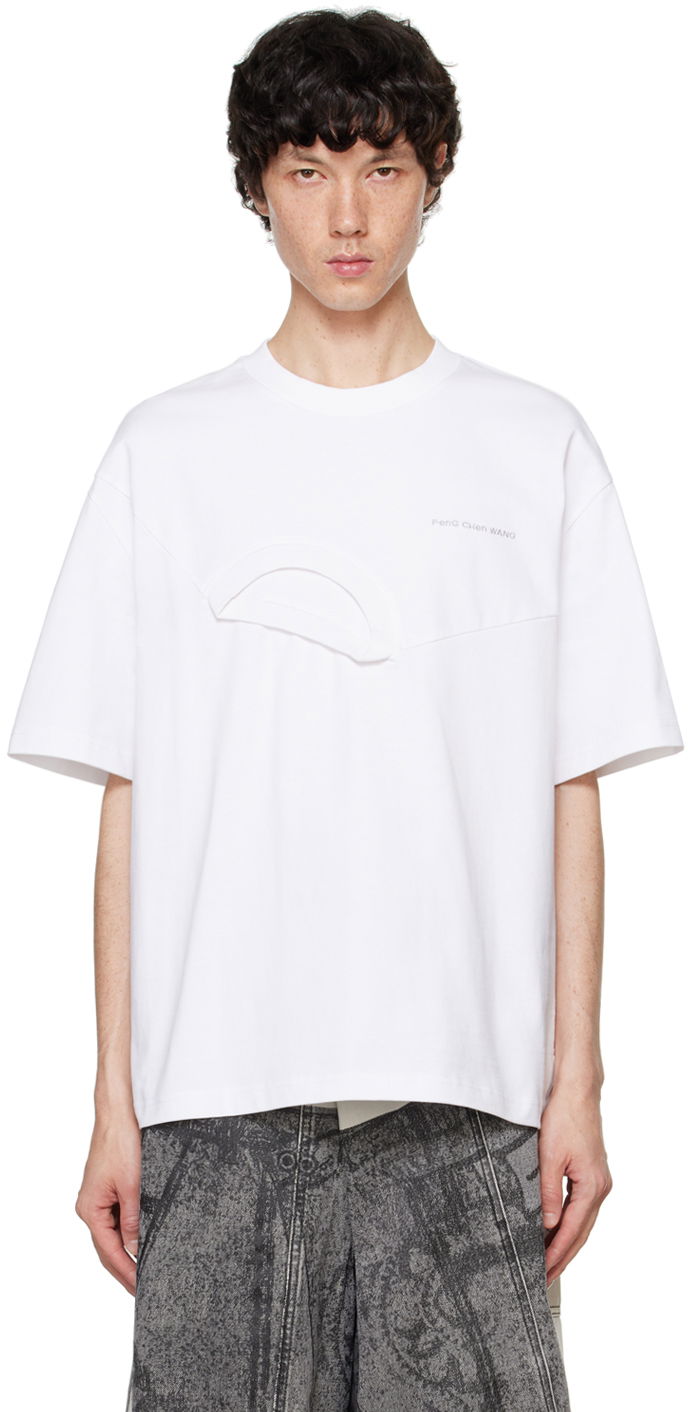 Футболка Feng Chen Wang Feng Chen Wang Paneled Collar T-Shirt білий | FF12TSH713