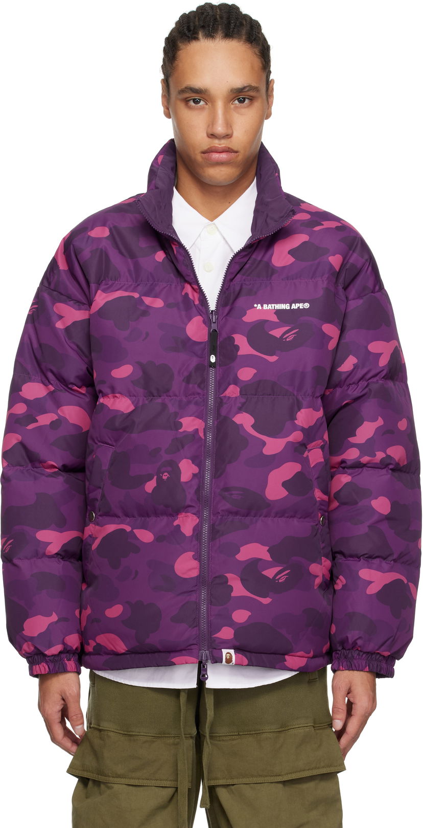 Пуховик BAPE Camo Reversible Down Jacket Фіолетовий | 001DNK801007M