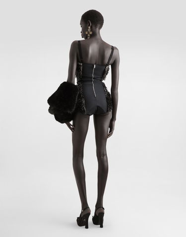 Боді Dolce & Gabbana Dolce & Gabbana Sequined and Micro-Beaded Bodysuit чорний | F78JEZGDC0IS9021, 2
