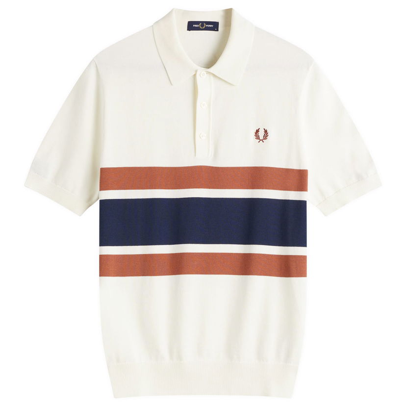 Сорочка поло Fred Perry Fred Perry Knitted Polo Shirt with Stripes білий | K9709-760