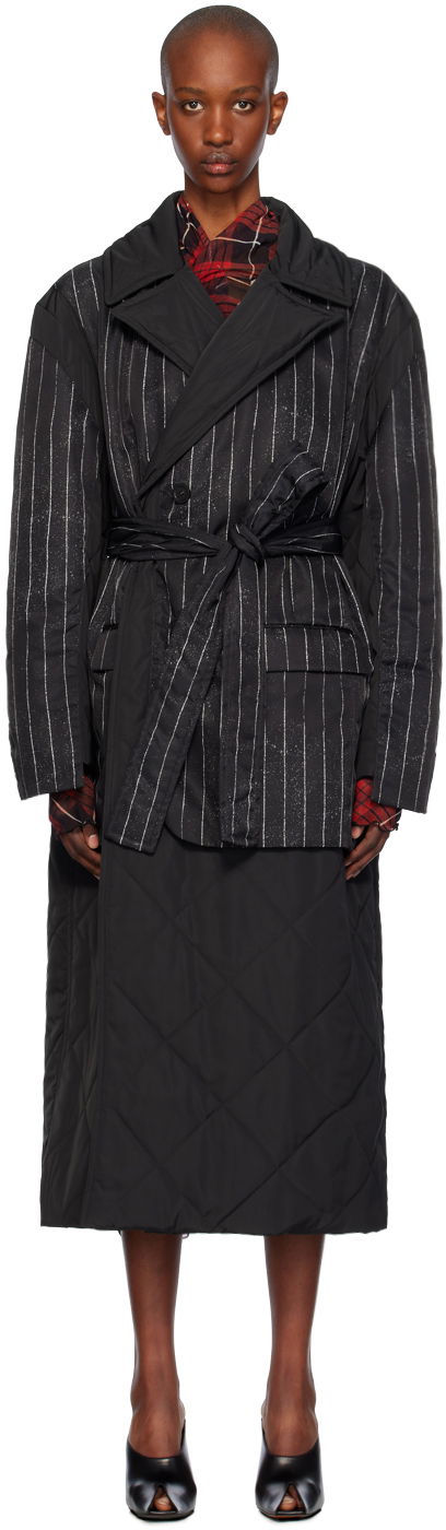 Тренчкот Jean Paul Gaultier Gaultier Pinstripe Long Coat чорний | 24/31-F-MA020-C065-000001