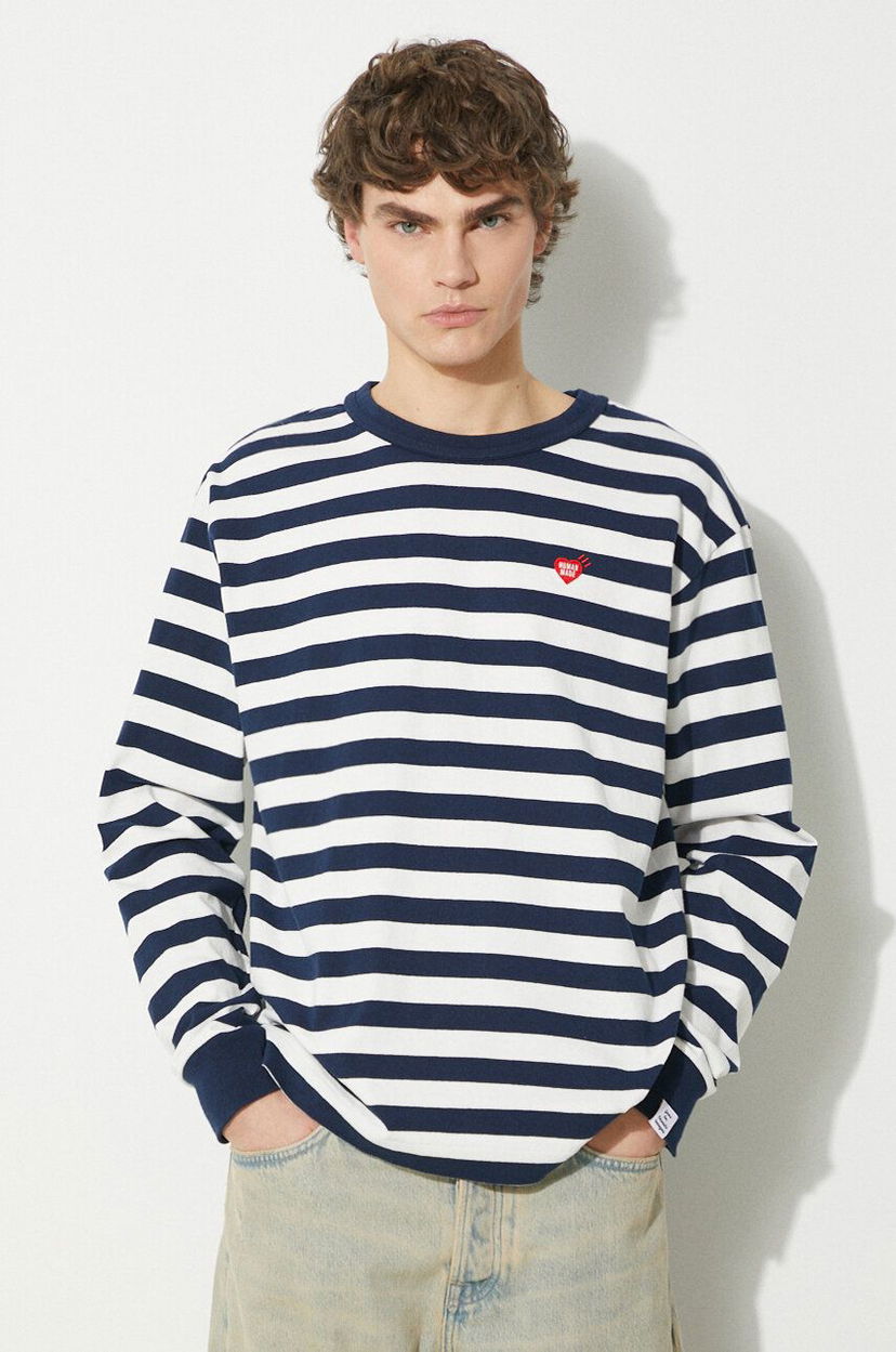 Футболка Human Made Human Made Striped Long Sleeve T-Shirt білий | HM27CS018
