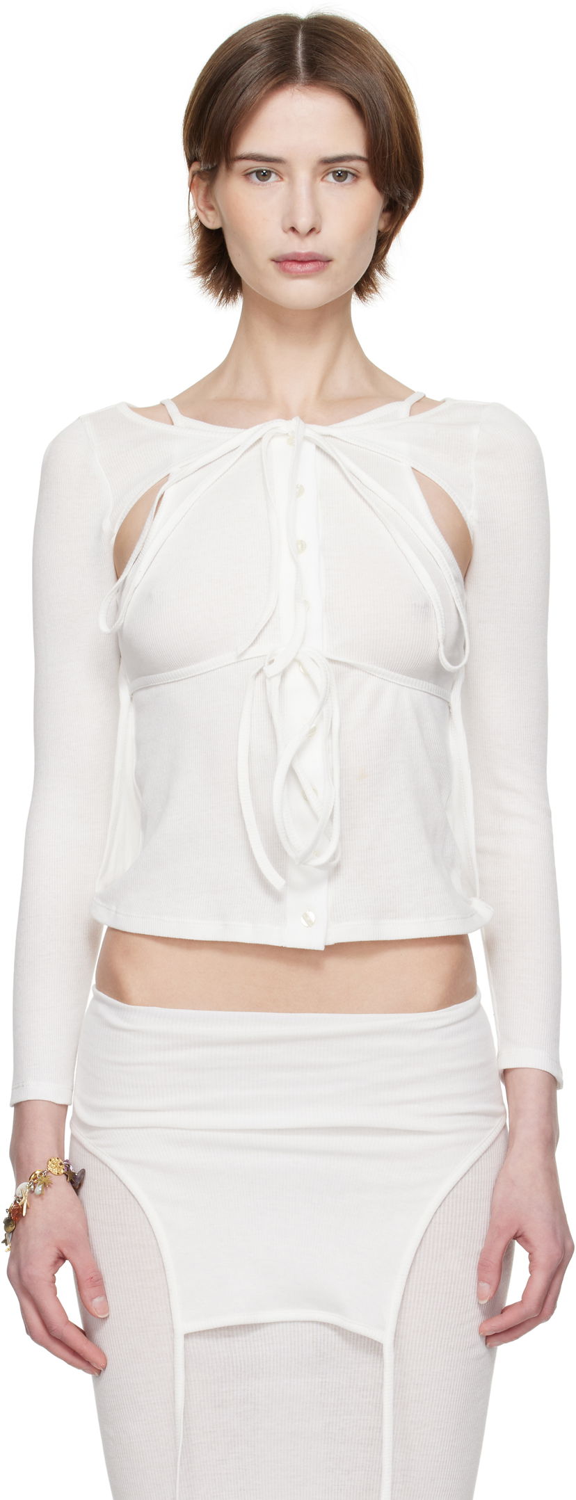 Cветр Eckhaus Latta Eckhaus Latta Flip Crop Top білий | 1207-EL-PS25-CH -