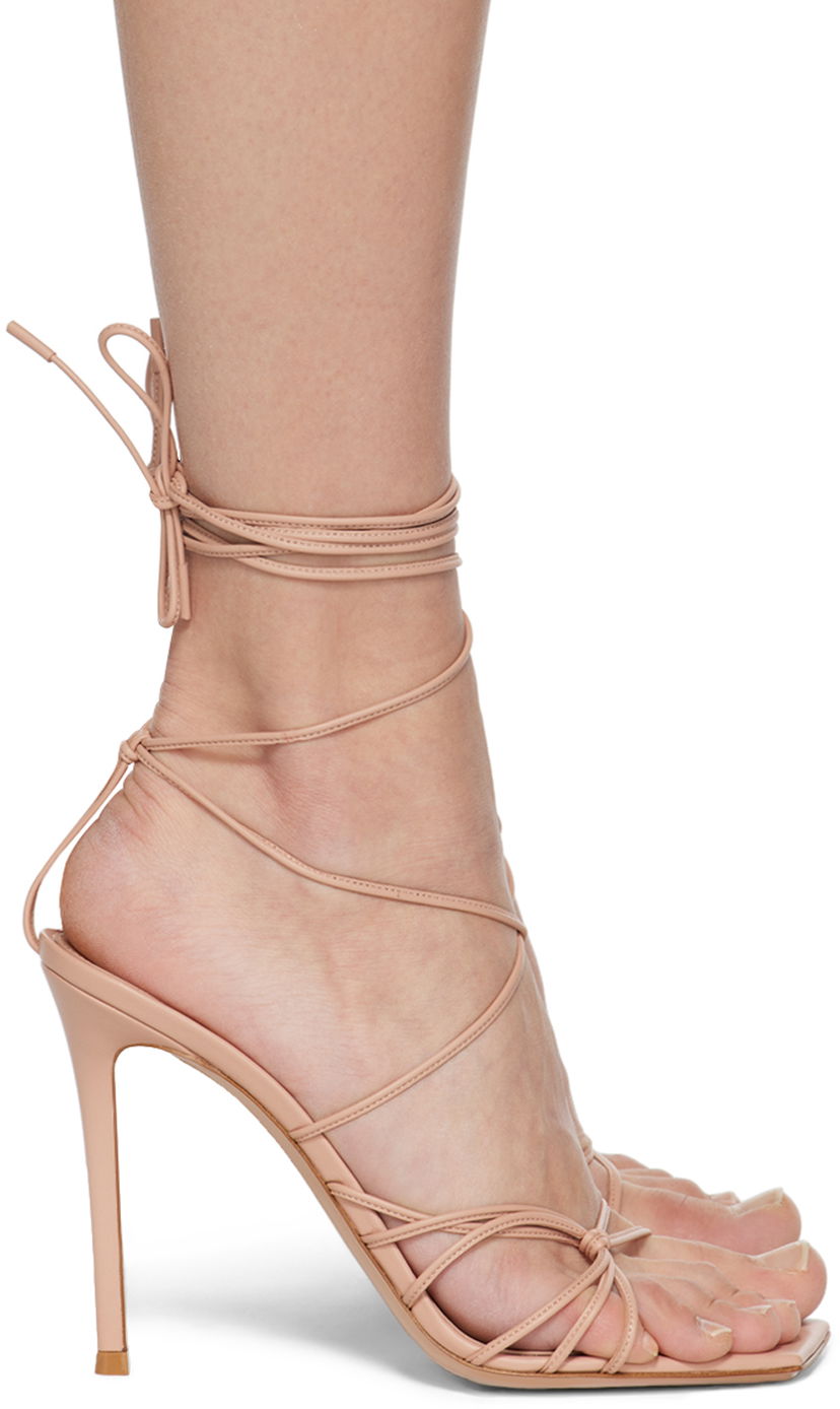 Кросівки та взуття Gianvito Rossi Gianvito Rossi Sylvie Lace-Up Heeled Sandals бежевий | G32016.15RIC.NAP