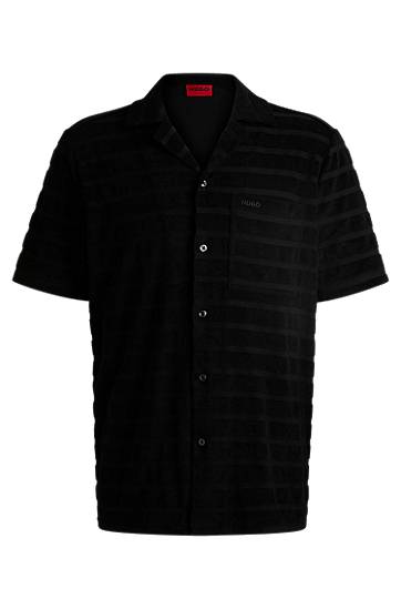 Сорочка BOSS Relaxed-Fit Striped Cotton Towelling Shirt чорний | 50539351