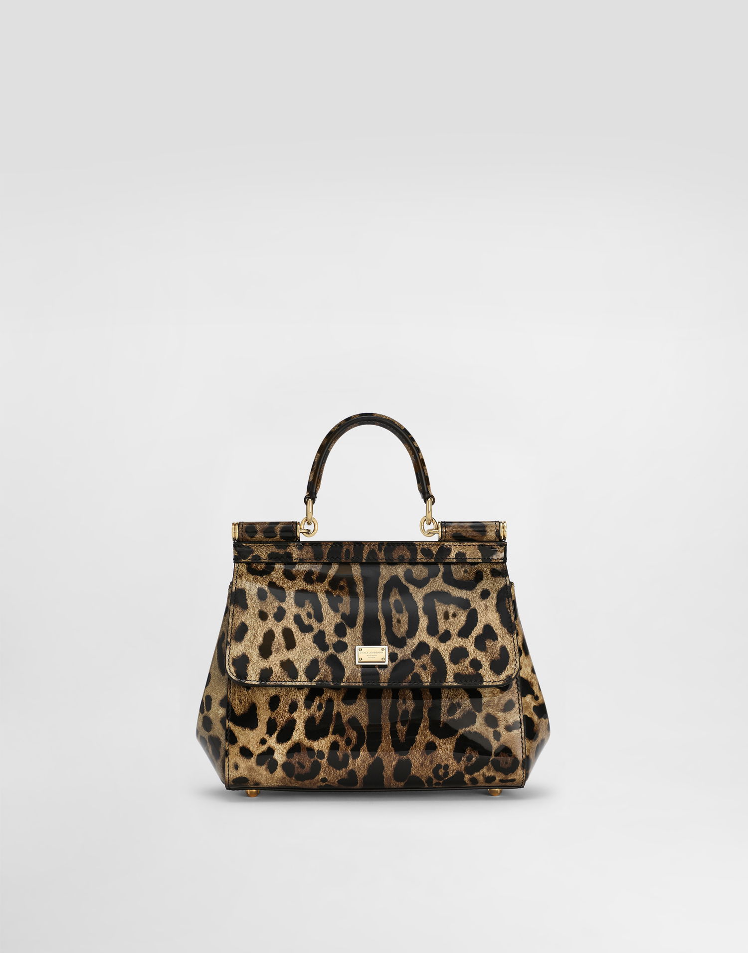 Сумочка Dolce & Gabbana Dolce & Gabbana Leopard Print Patent Leather Top Handle Bag Різнокольоровий | BB6003BM568HA93M, 0