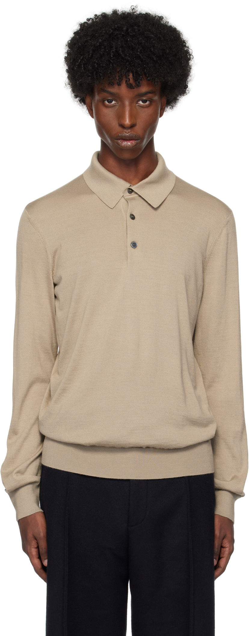 Сорочка поло ZEGNA Polo Shirt Long Sleeve бежевий | UEJ00A8-132