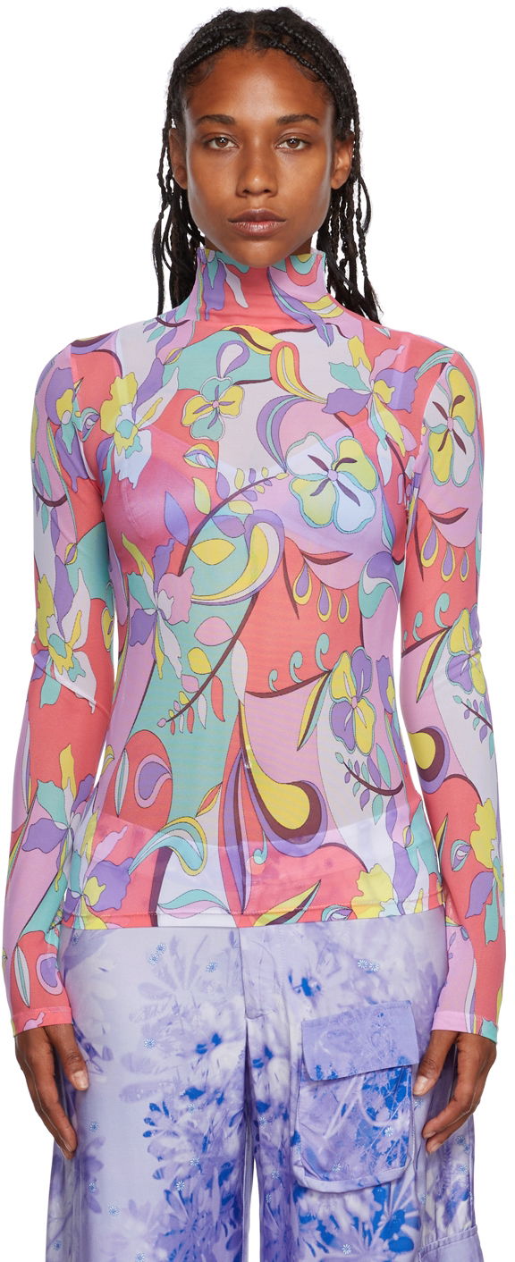 Cветр Collina Strada Collina Strada Cardio Nova Print Turtleneck Top Рожевий | XX3340 DEADSTOCK MESH