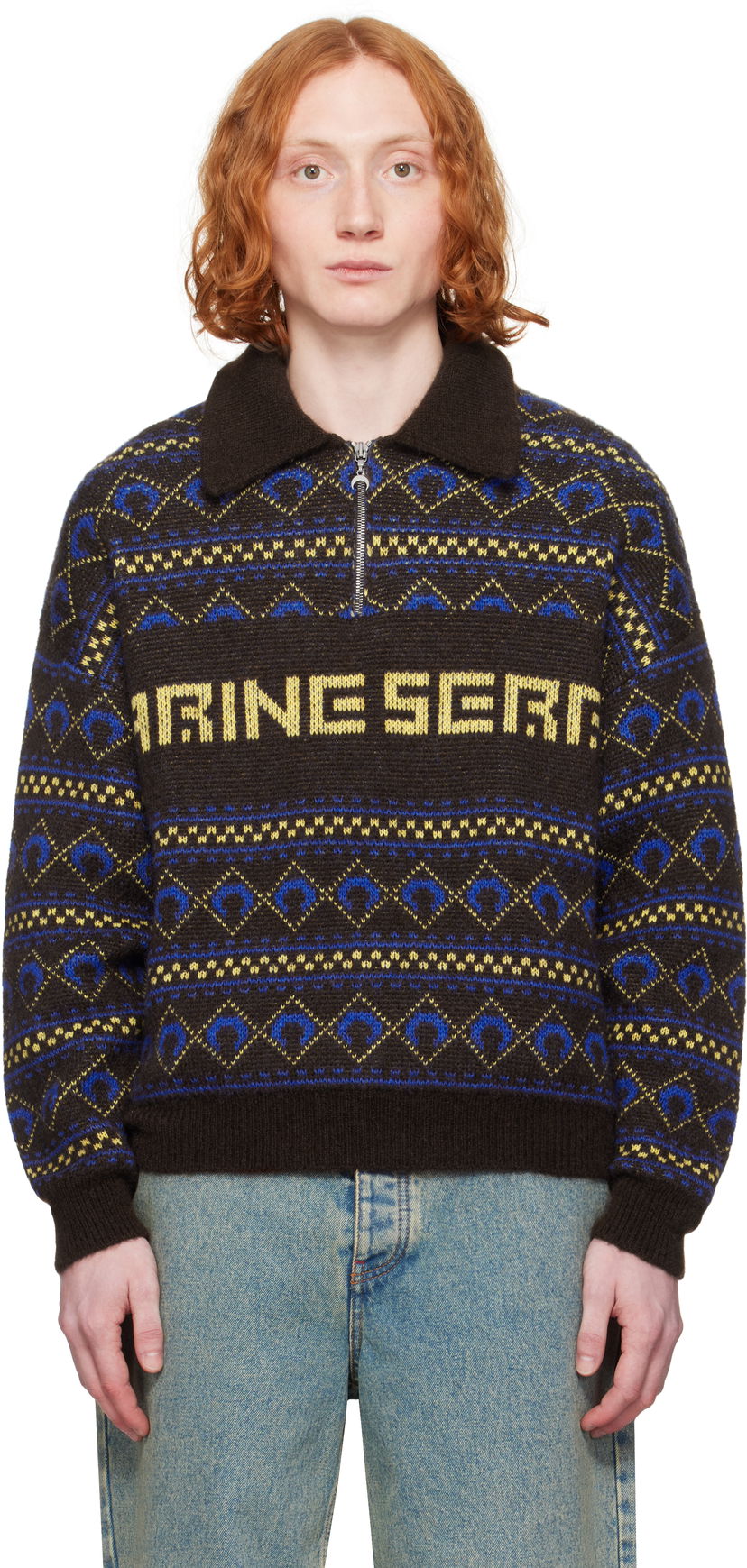 Cветр Marine Serre Marine Serre Jacquard Knit Sweater Коричневий | MTK022A CKNI0532