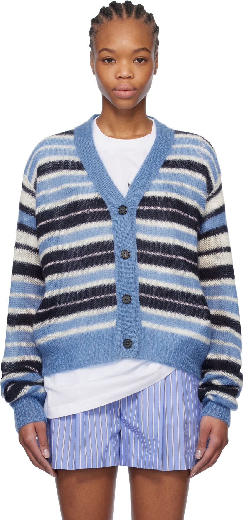 Cветр Marni Marni Striped Mohair Cardigan Синій | CDMD0388Q0 UFU178