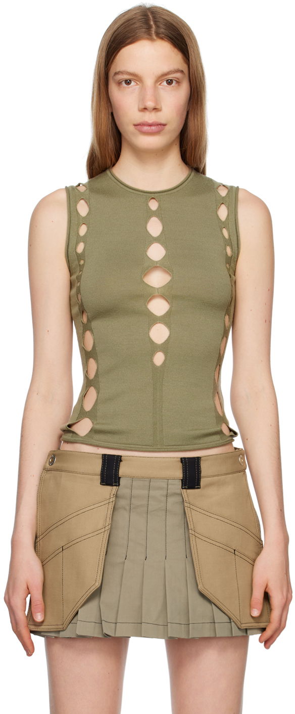 Безрукавка Dion Lee Snake Diamond Cutout Tank Top Зелений | C7213P23