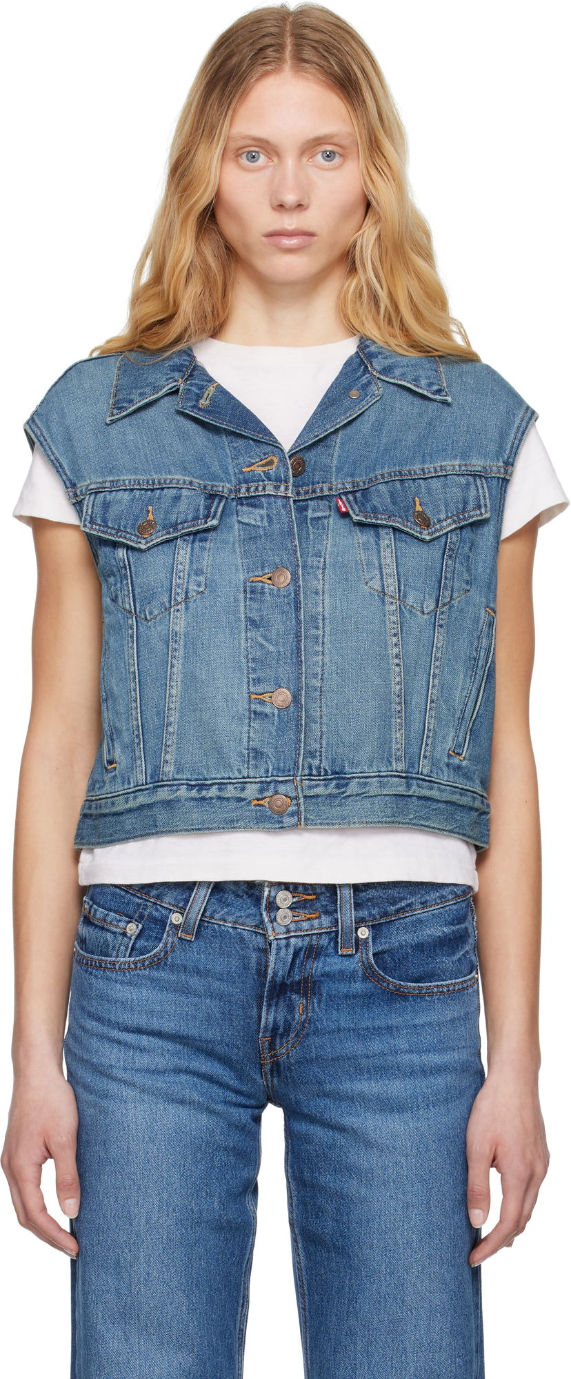 Жилет Levi's Levi's Shrunken '90s Lightweight Denim Vest Синій | 001W2-0001