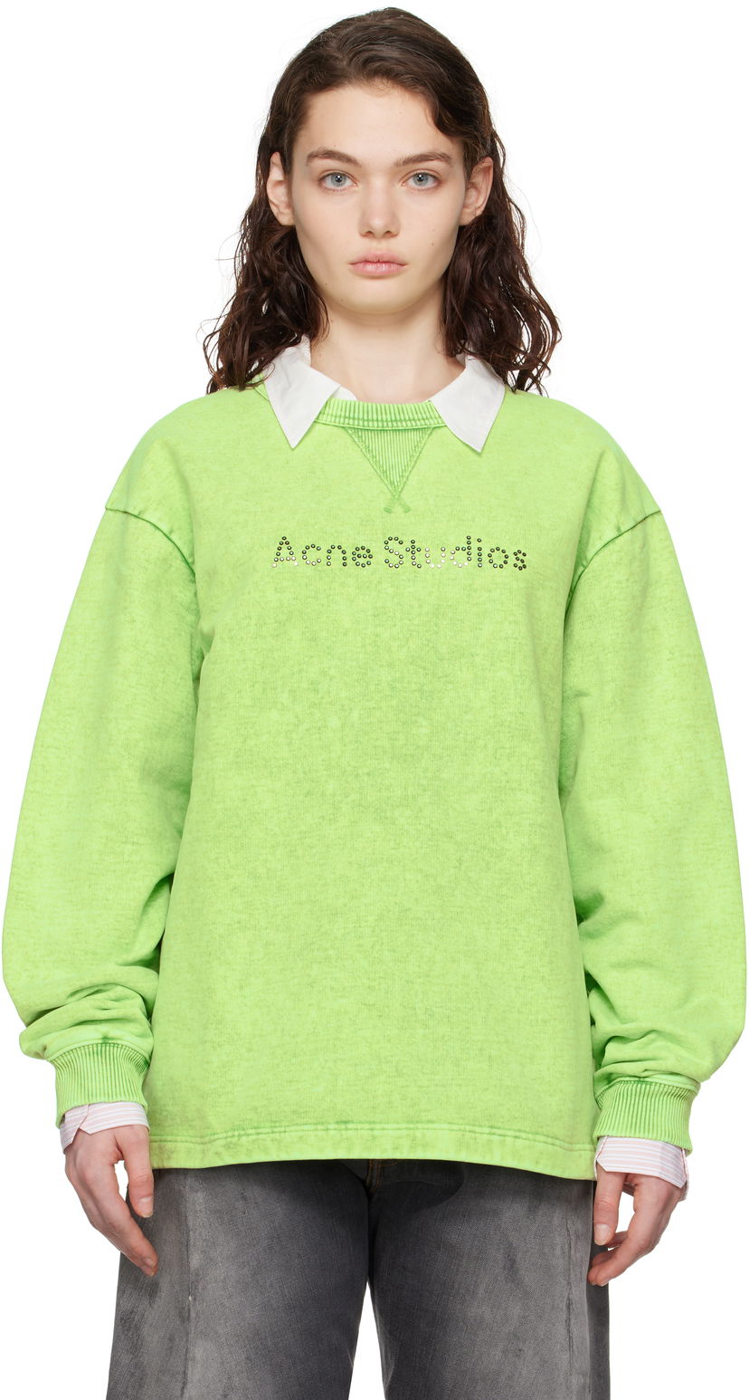 Cветр Acne Studios Acne Studios Logo Stud Sweatshirt Зелений | CI0190-