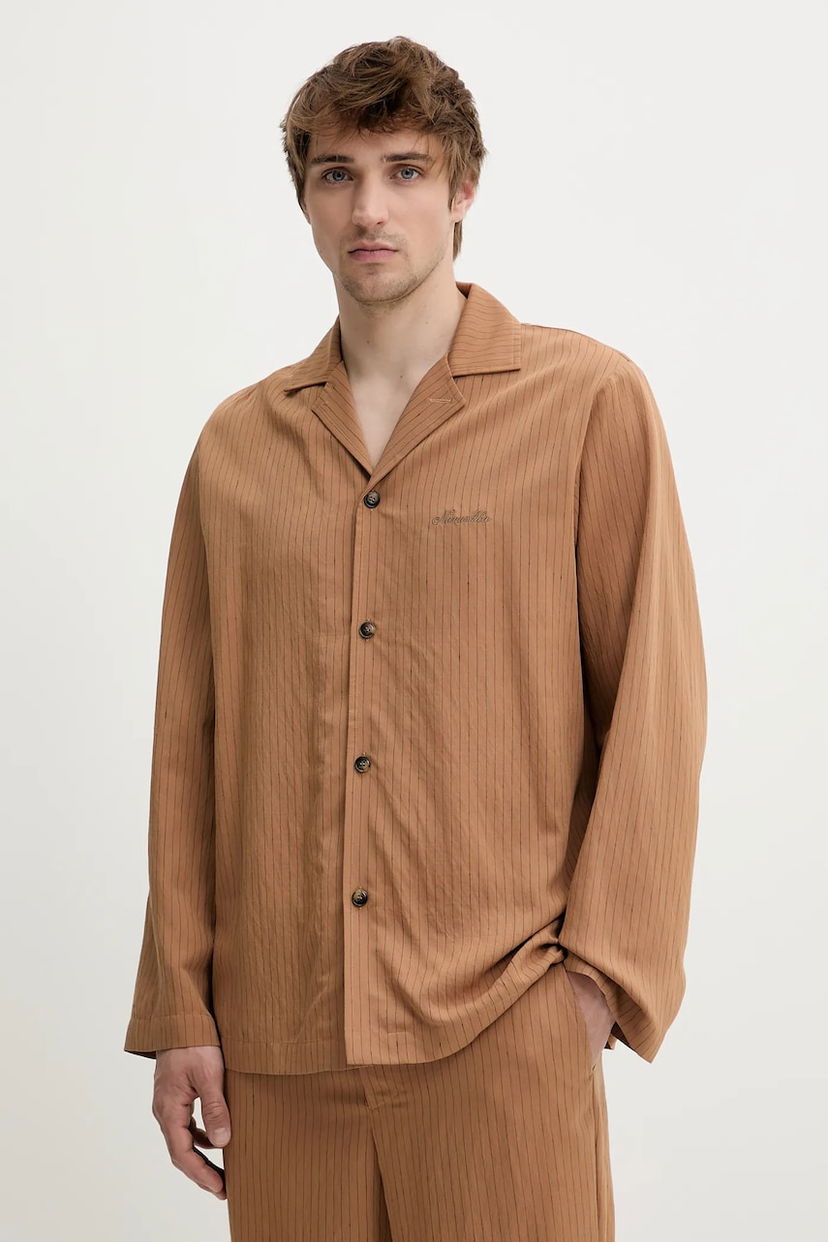 Сорочка Nanushka Nanushka SHAUN Relaxed Fit Shirt Коричневий | NM25SSTP11575