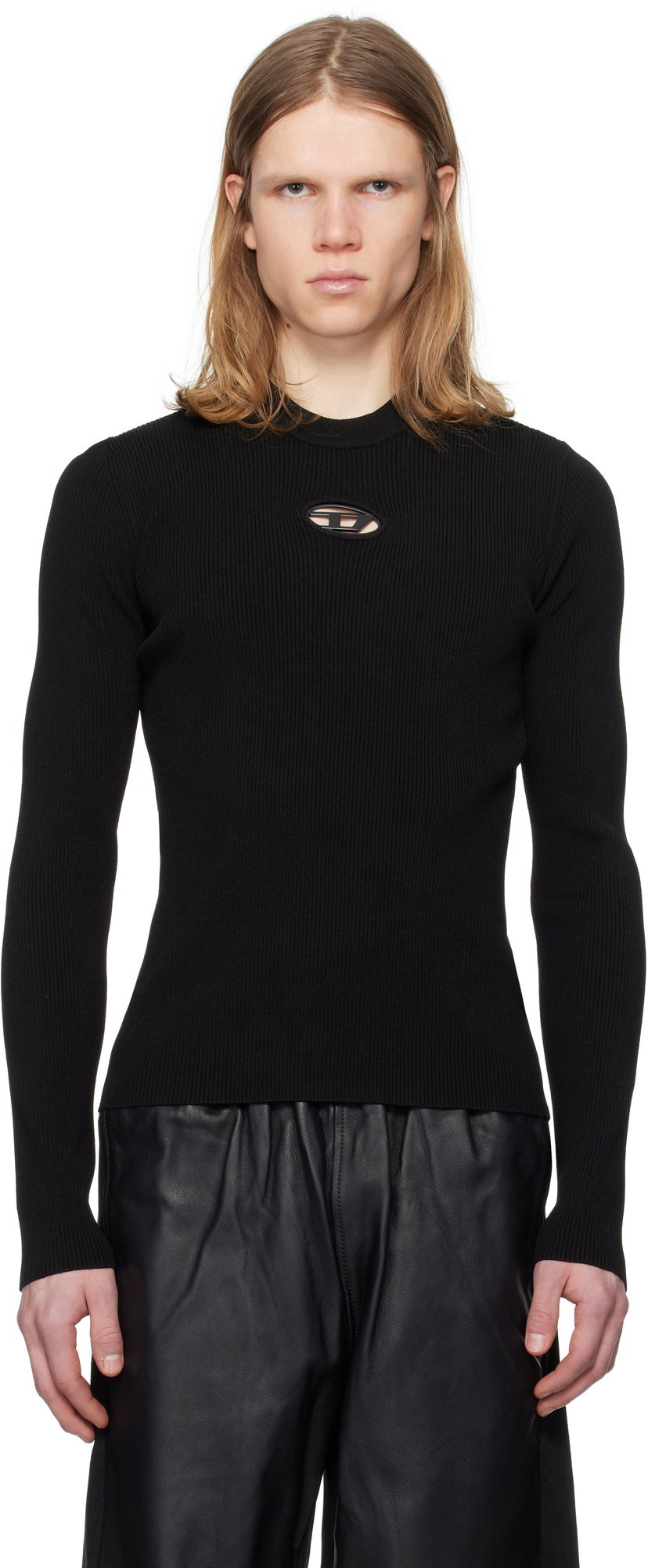 Cветр Diesel Diesel K-Zachary-Round Ribbed Fitted Sweater чорний | A16877-0DLAX-9XXA